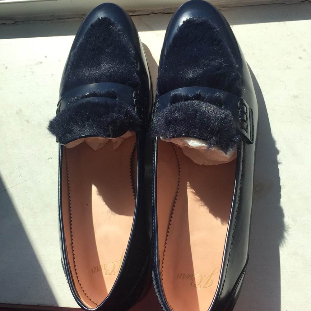 Jcrew academy loafer with fur. New with box